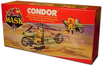 Kenner M.A.S.K. Condor EU box first wave. Logo with missile launching.