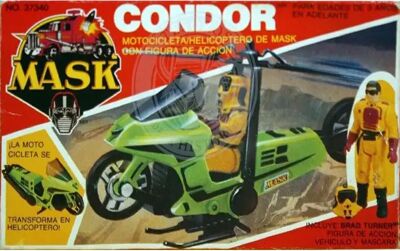 Kenner M.A.S.K. Condor Auriken Mexican box, licensed product. Same box as the US box but with spanish texts.
