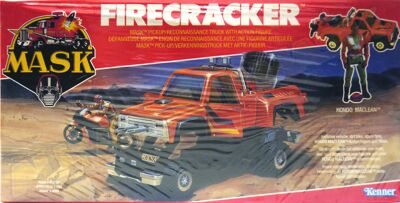 Kenner M.A.S.K. Firecracker EU box 1st wave. Logo with missile launching.
