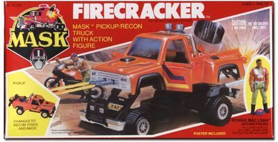 Kenner M.A.S.K. Firecracker US box first wave. Incl. the short masks, booklet and poster. For more details have a look to "Differences US boxes first toyline"
