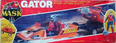 Kenner M.A.S.K. Gator Auriken Mexican box, licensed product. Same box as the US box but with spanish texts.