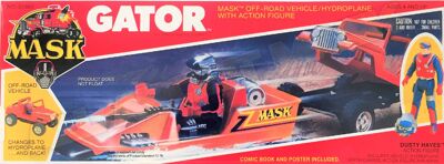 Kenner M.A.S.K. Gator US box first wave. Incl. the short masks, booklet and poster. For more details have a look to "Differences US boxes first toyline"
