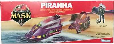Kenner M.A.S.K. Piranha German box. Logo without missile launching.