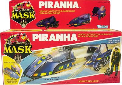Kenner M.A.S.K. Piranha US box first wave. Incl. the short mask, booklet and poster. For more details have a look to "Differences US boxes first toyline"