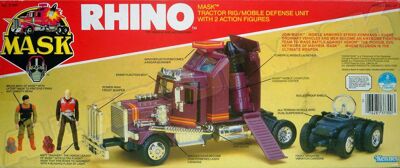 Kenner M.A.S.K. Rhino US box first wave. Incl. the short masks, booklet and poster. For more details have a look to "Differences US boxes first toyline"