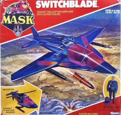 Kenner M.A.S.K. Switchblade US box second wave. Incl. the long mask and poster. For more details have a look to "Differences US boxes first toyline"
