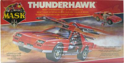 Kenner M.A.S.K. Thunderhawk EU box first wave. Logo with missile launching. Toy has 2 missle.