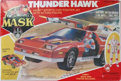 Kenner M.A.S.K. Thunderhawk US box first wave. Incl. the short mask, booklet and poster. For more details have a look to "Differences US boxes first toyline"
