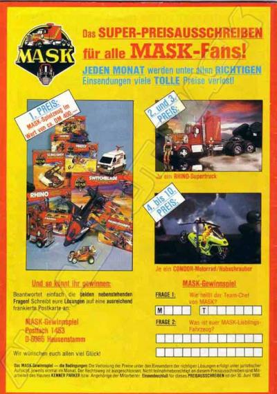 M.A.S.K. Sweepstake Germany 1987 M.A.S.K. Sweepstake Germany 1987